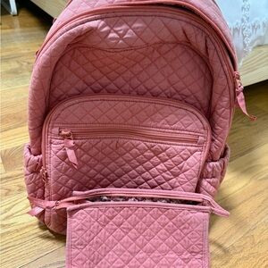 Vera Bradley Quilted Rose Backpack & Pouch